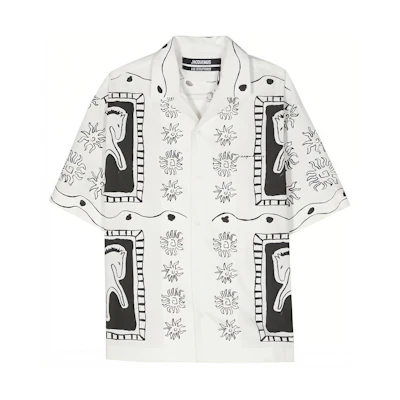 Jacquemus White All-Over Print Relaxed Fit Short Sleeve Shirt. 245SH201-1586-1GC