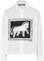 Jacquemus White Long Sleeve Polo Shirt with Horse Print. 226SH013-1140-1HB Jacquemus White Long Sleeve Polo Shirt with Horse Print. 226SH013-1140-1HB