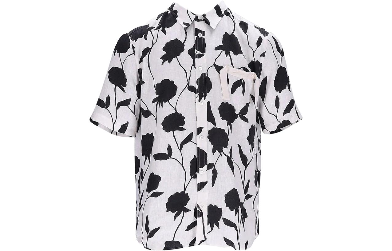 Jacquemus  White Short Sleeve Shirt with Botanical Print. 225SH00610509AP