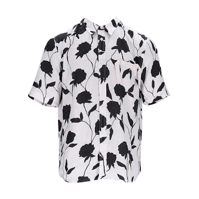 Jacquemus White Short Sleeve Shirt with Botanical Print. 225SH00610509AP