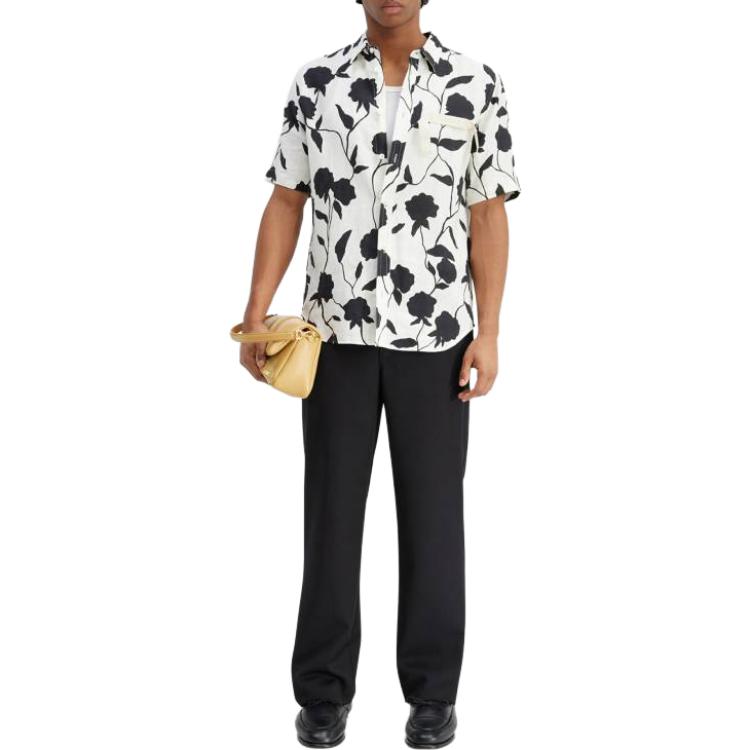 Sizing Jacquemus Kemeja Lengan Pendek Putih dengan Motif Botanical. 225SH00610509AP