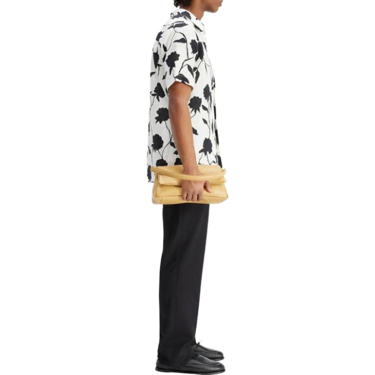 Cheap Jacquemus Kemeja Lengan Pendek Putih dengan Motif Botanical. 225SH00610509AP