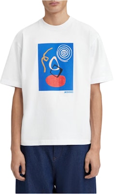 Jacquemus Abstract Print Oversized Crewneck Short Sleeve T-Shirt White Men’s. 245JS250-2102-1GS Lookbook Jacquemus Abstract Print Oversized Crewneck Short Sleeve T-Shirt White Men’s. 245JS250-2102-1GS