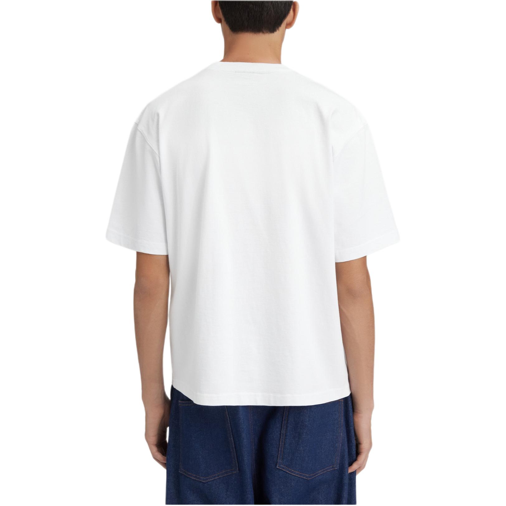 Shop ジャックムス 抽象プリント オーバーサイズ クルーネック 半袖 Tシャツ ホワイト メンズ 245JS250-2102-1GS