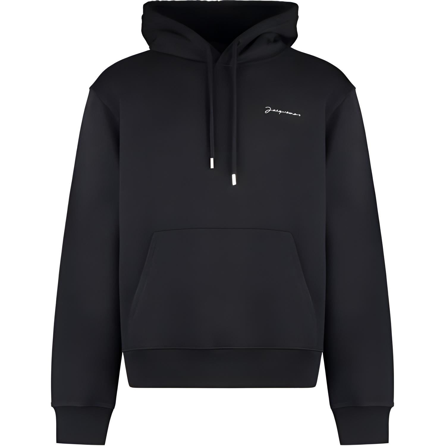 Jacquemus Black Hoodie with Solid Color and Logo Print 22H245JS3102120990