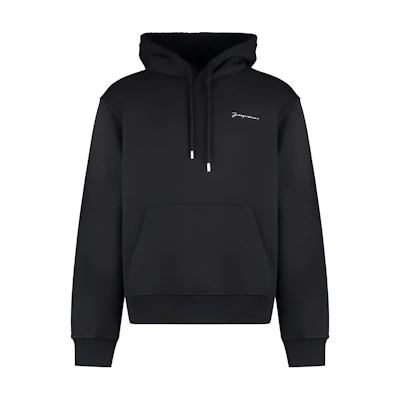 Jacquemus Black Hoodie with Solid Color and Logo Print 22H245JS3102120990