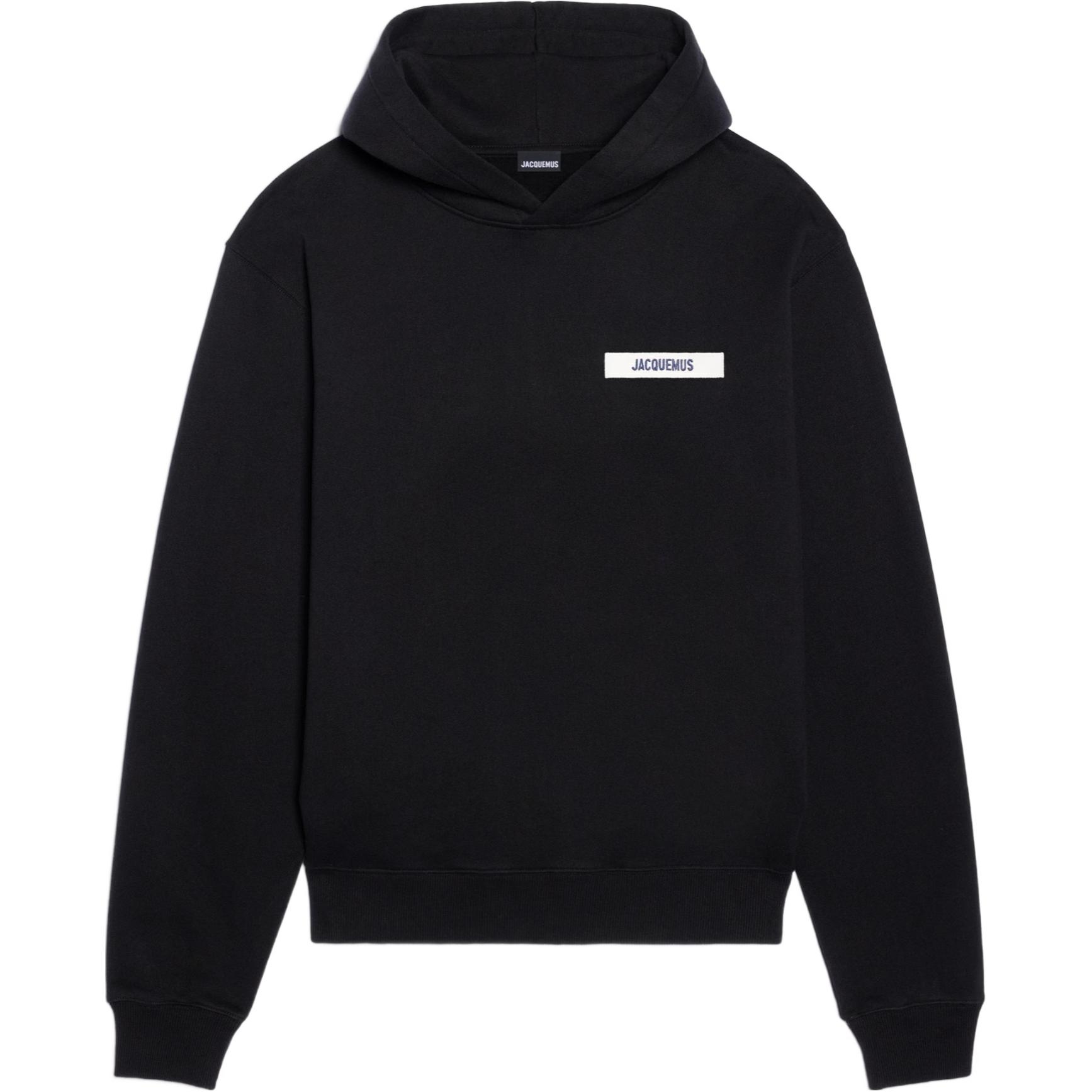 Jacquemus Black Hoodie with Solid Logo Patch Design 245JS2472-0369-902