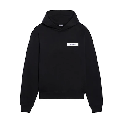 Jacquemus Black Hoodie with Solid Logo Patch Design 245JS2472-0369-902