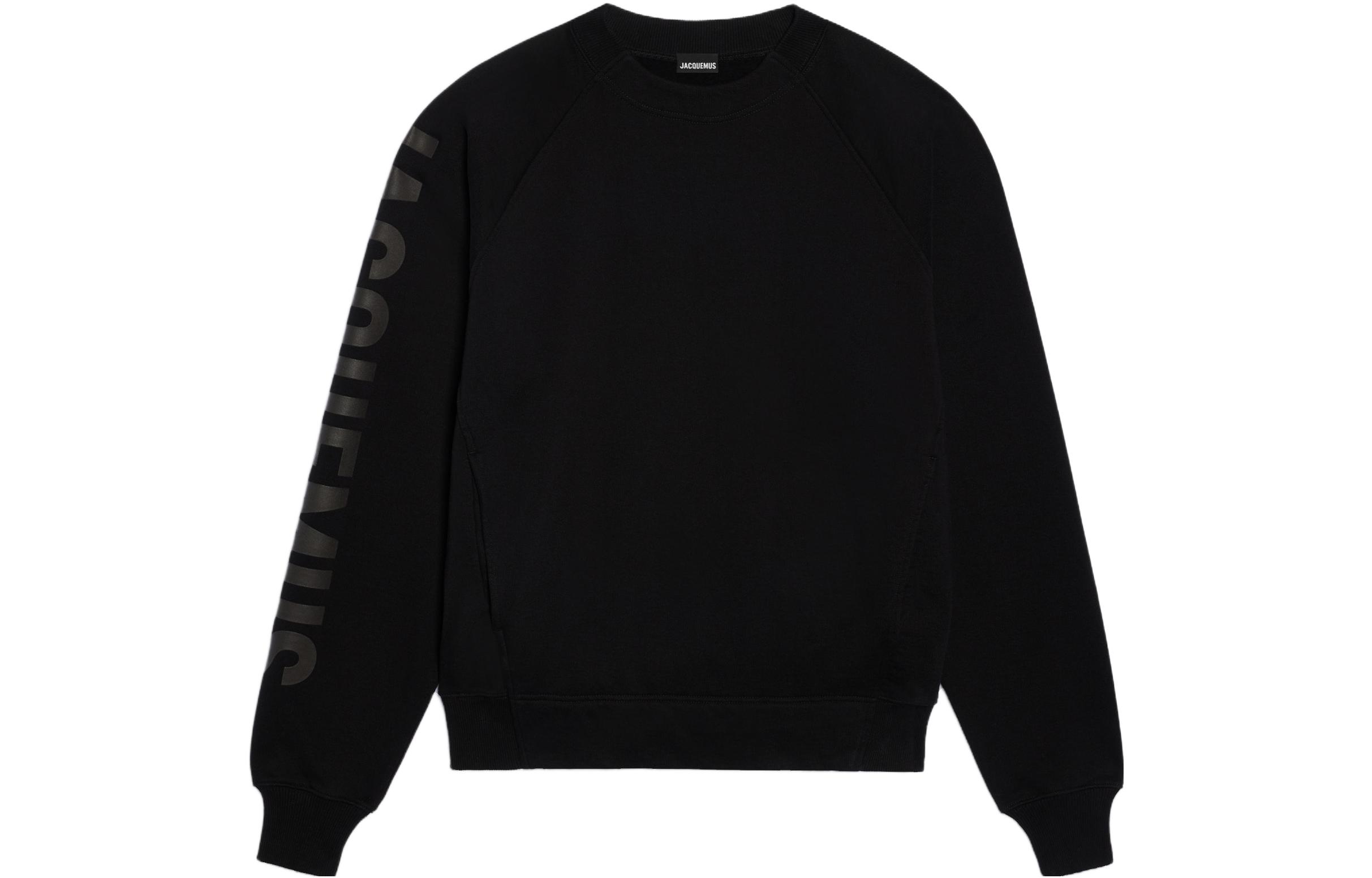 Jacquemus Black Long-Sleeve Letter Logo Crewneck Sweatshirt 245JS236-2341-990