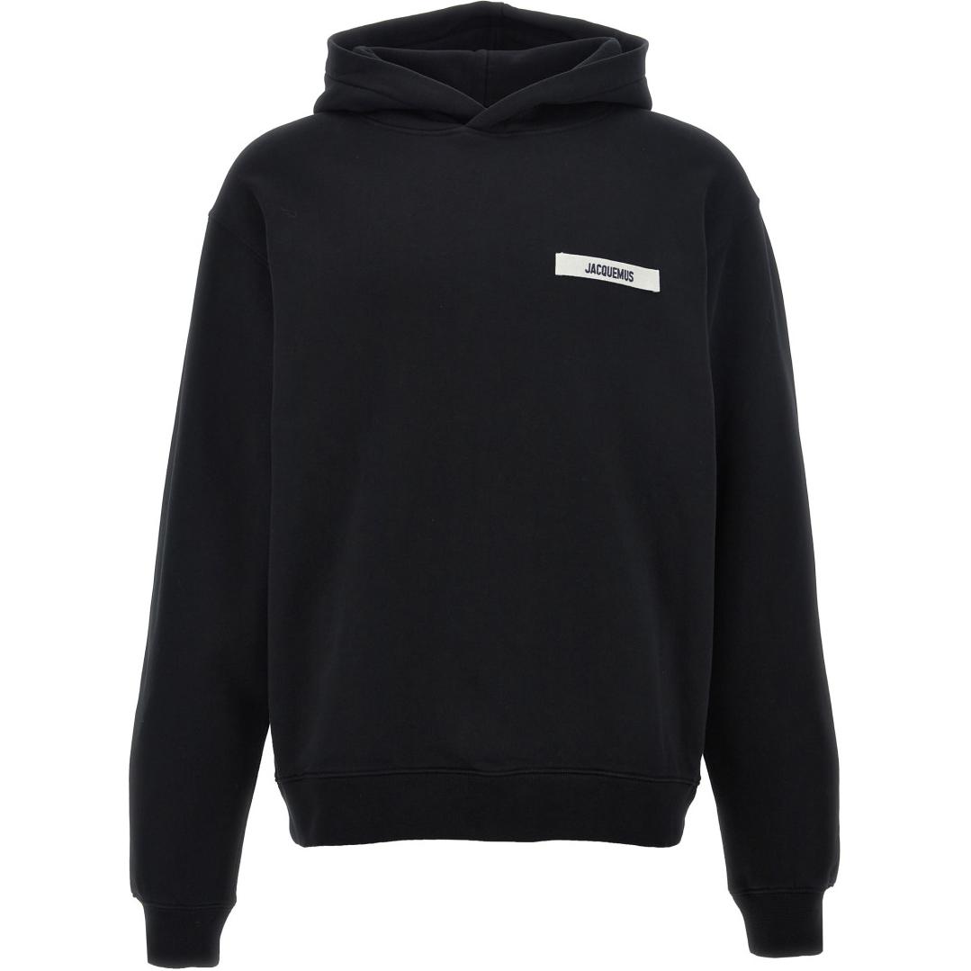 Jacquemus Black Pullover Hoodie with Minimal Letter Print Design 24E245JS-2472-036