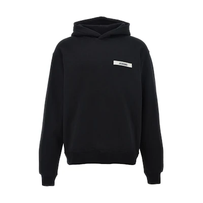 Jacquemus Black Pullover Hoodie with Minimal Letter Print Design 24E245JS-2472-036