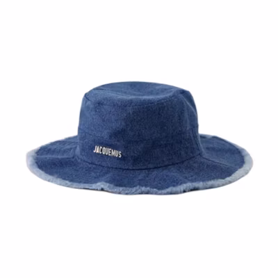 Jacquemus Blue Logo Fisherman Bucket Hat Unisex Couple Design. 24E213AC0023176null