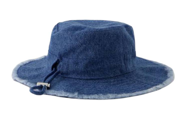 Lookbook Jacquemus Topi Bucket Nelayan Logo Biru Unisex Desain Pasangan. 24E213AC0023176null