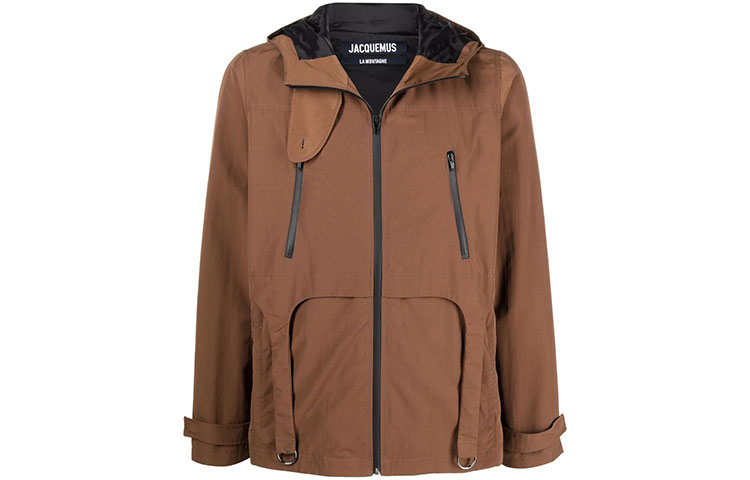 Jacquemus Brown Hooded Jacket with Zippered Chest Pocket 216BL04216128870