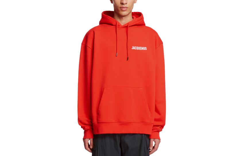 Jacquemus Casual Hoodie with Letter Print Orange Red 22H226JS2102120470