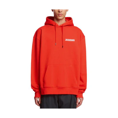 Jacquemus Casual Hoodie with Letter Print Orange Red 22H226JS2102120470