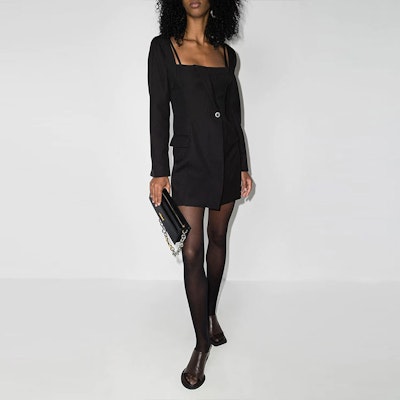 Jacquemus FW21 Mini Square-Neck Long-Sleeve A-Line Dress Black. 213DR01213127990 Lookbook Jacquemus FW21 Mini Square-Neck Long-Sleeve A-Line Dress Black. 213DR01213127990