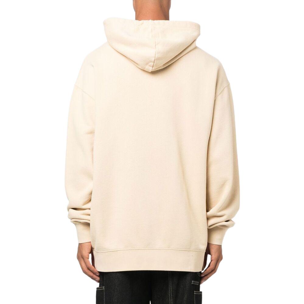 Shop Jacquemus 秋冬22 米色刺绣Logo抽绳连帽衫 226JS07020881CA