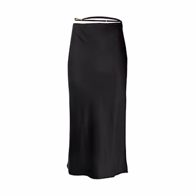 Jacquemus FW22 Black High-Waist Midi Skirt with Solid Drawstring Detail. 213SK0091000990