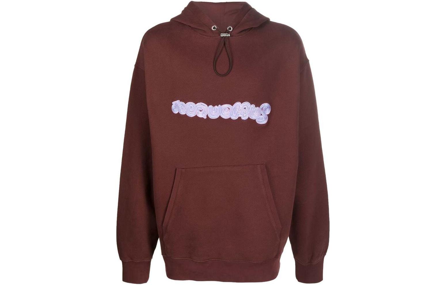 Jacquemus FW22 Logo Embroidered Hoodie Burgundy 226JS07020888AM