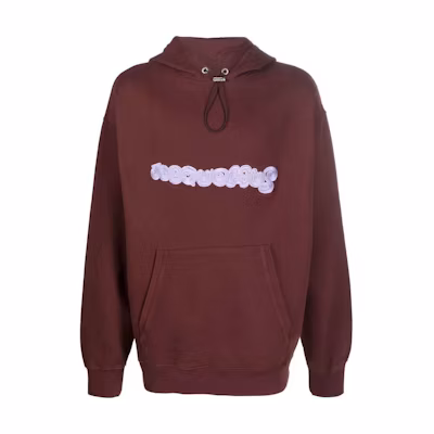 Jacquemus FW22 Logo Embroidered Hoodie Burgundy 226JS07020888AM