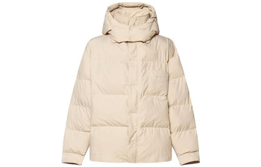 Jacquemus FW22 Quilted Logo Embroidered Hooded Jacket Beige Menswear 226BL0121032130