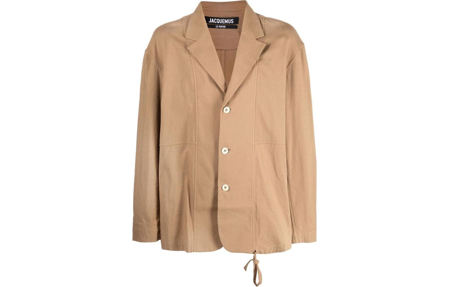 Jacquemus FW22 Single-Breasted Jacket in Solid Khaki Color 226JA0121061150