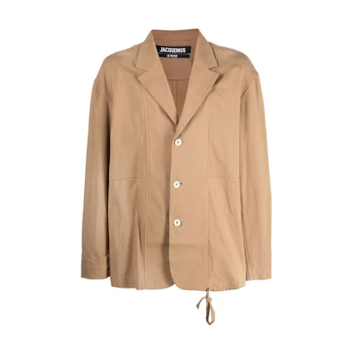 Jacquemus FW22 Single-Breasted Jacket in Solid Khaki Color 226JA0121061150