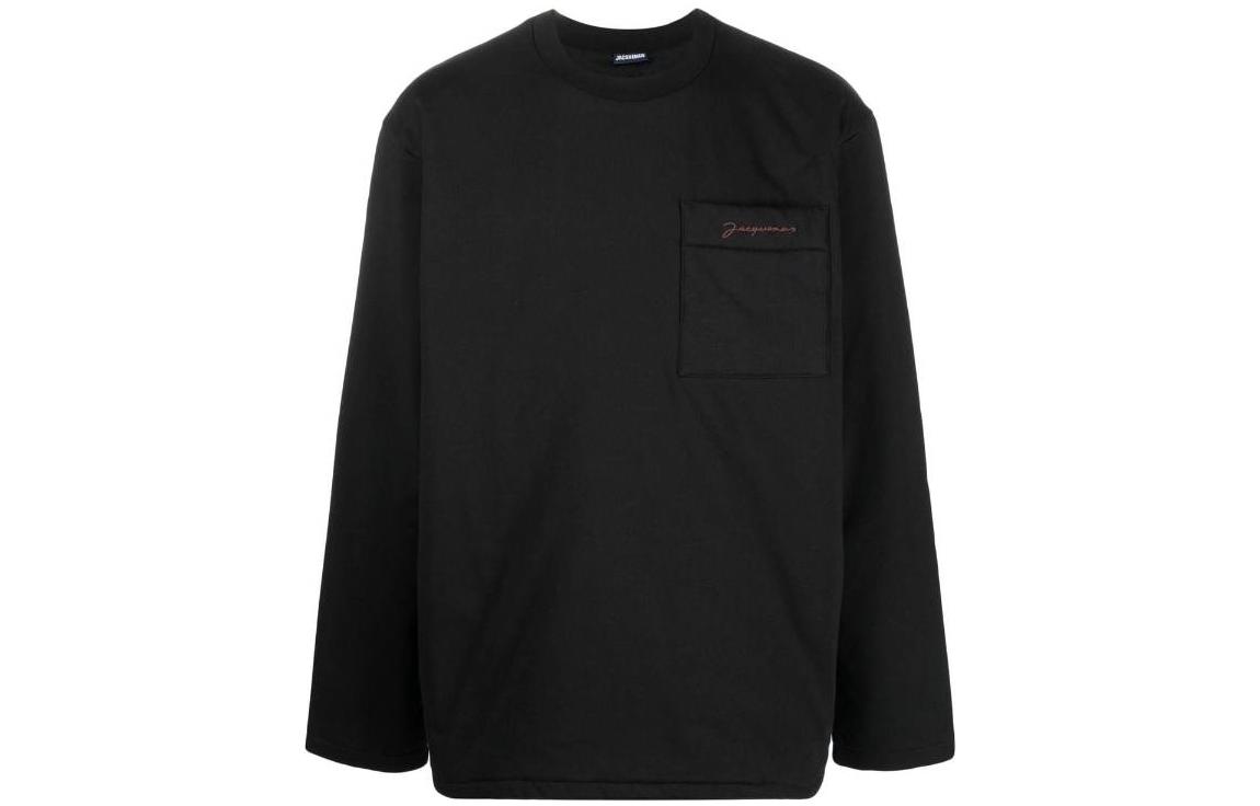 Jacquemus FW22 Solid Black Crewneck Pullover Casual Long Sleeve Sweatshirt Men 226JS0432092990