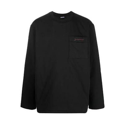Jacquemus FW22 Solid Black Crewneck Pullover Casual Long Sleeve Sweatshirt Men 226JS0432092990