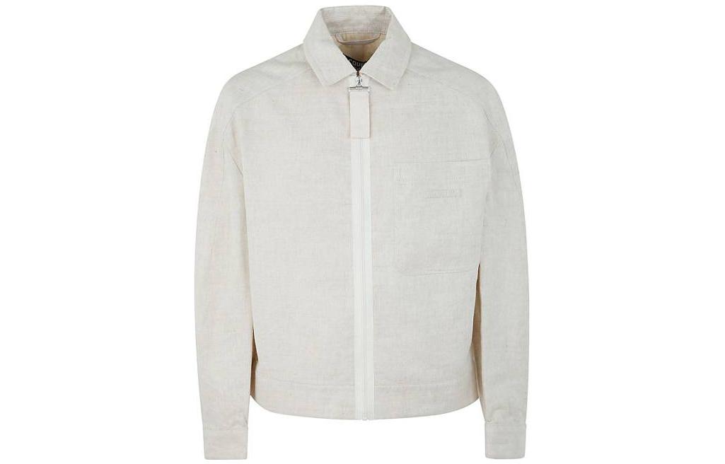 Jacquemus FW22 Solid Ivory Zip-Up Collared Jacket 22H226BL0131059