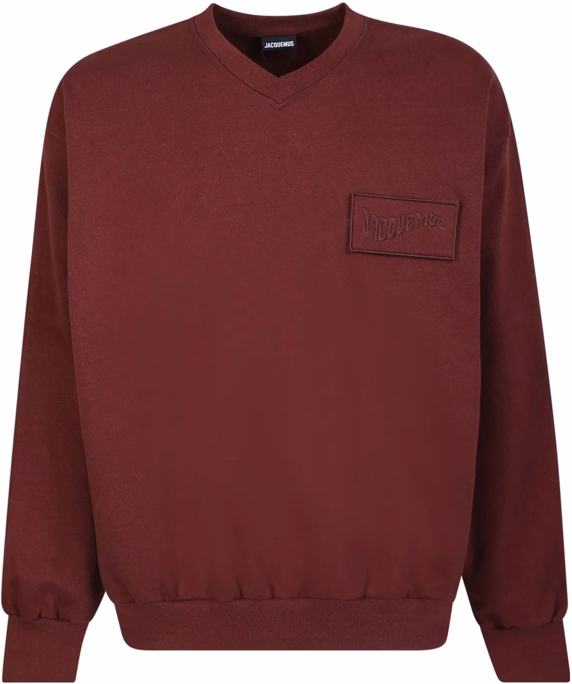 jacquemus-fw-22-solid-v-neck-long-sleeve-sweatshirt-dark-red-226-js-0452177880