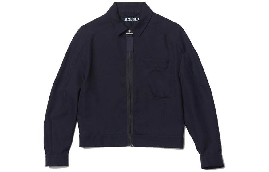 Jacquemus FW22 Solid Zip-Up Collar Jacket Blue () 22H226BL0131116
