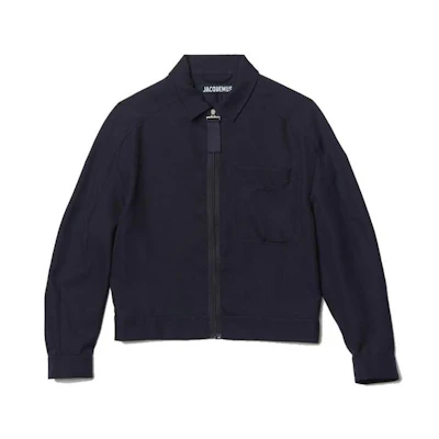Jacquemus FW22 Solid Zip-Up Collar Jacket Blue () 22H226BL0131116