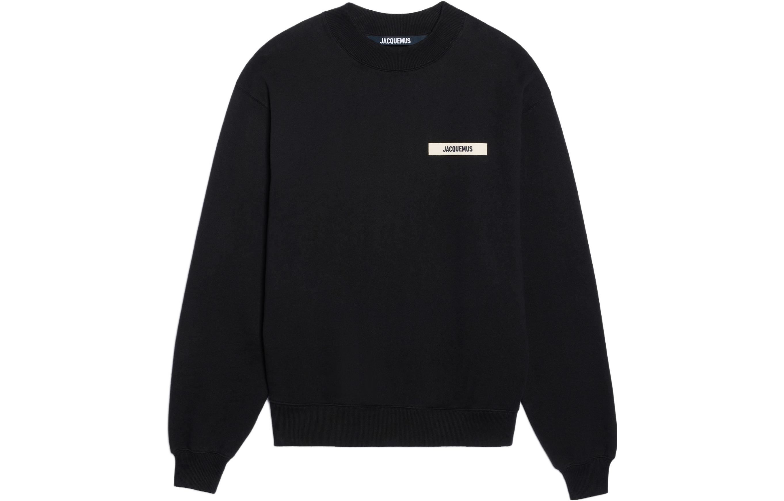 Buy Jacquemus FW23  Black Letter Print Crewneck Pullover Long Sleeve Sweatshirt 245JS206-2036-990