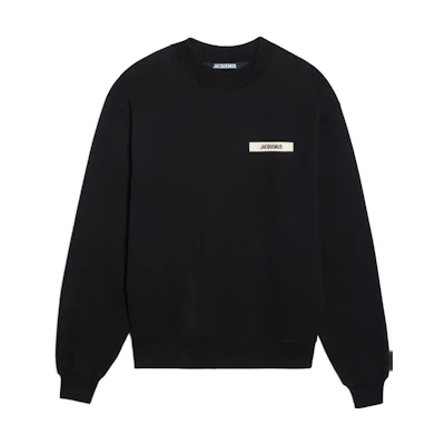 Jacquemus FW23 Black Letter Print Crewneck Pullover Long Sleeve Sweatshirt 245JS206-2036-990