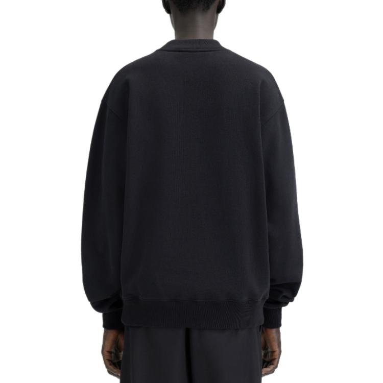 Shop Jacquemus FW23  Black Letter Print Crewneck Pullover Long Sleeve Sweatshirt 245JS206-2036-990