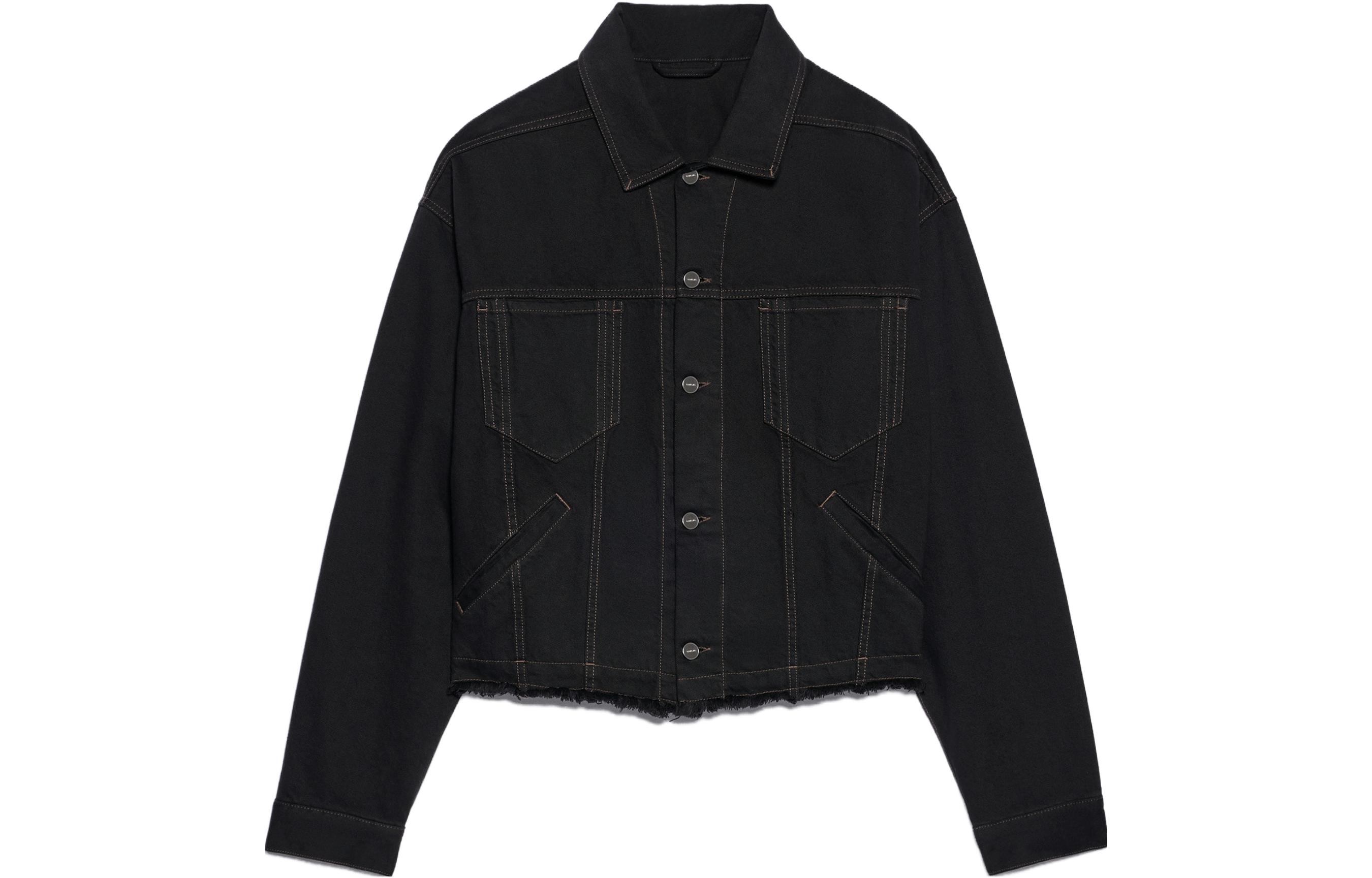 Jacquemus FW23 Boxy Denim Jacket Loose Fit Black Long-Sleeve Coat 236DE025-1016-99B
