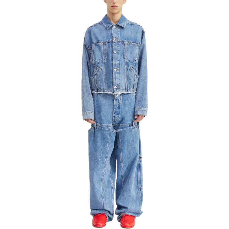 Lookbook Jacquemus FW23 Jaket Pria La Veste De Nîmes Biru Single-Breasted. 236DE025-1015-31A