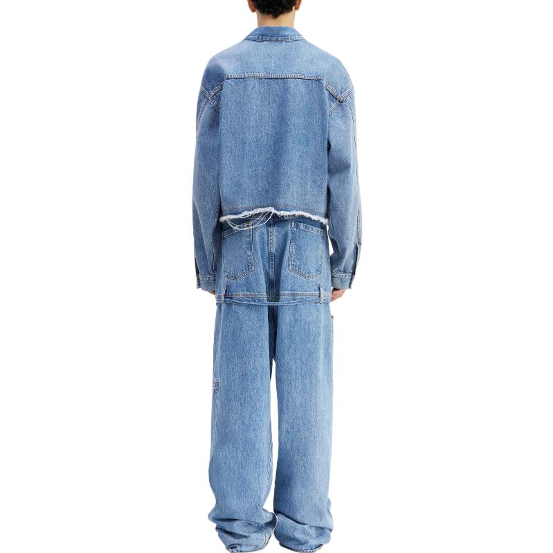 Shop Jacquemus FW23 Jaket Pria La Veste De Nîmes Biru Single-Breasted. 236DE025-1015-31A