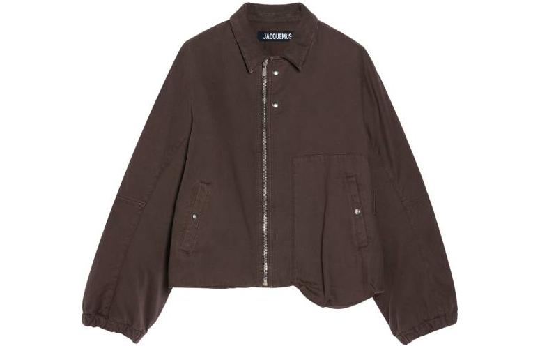 Jacquemus FW23 Solid Zip-Up Collared Jacket Brown Outerwear 236BL0401485880