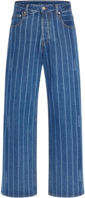 Jacquemus FW24 Baggy Mid-Rise Washed Blue Striped Jeans for Men. 245DE038-1513-3FF Order Jacquemus FW24 Baggy Mid-Rise Washed Blue Striped Jeans for Men. 245DE038-1513-3FF