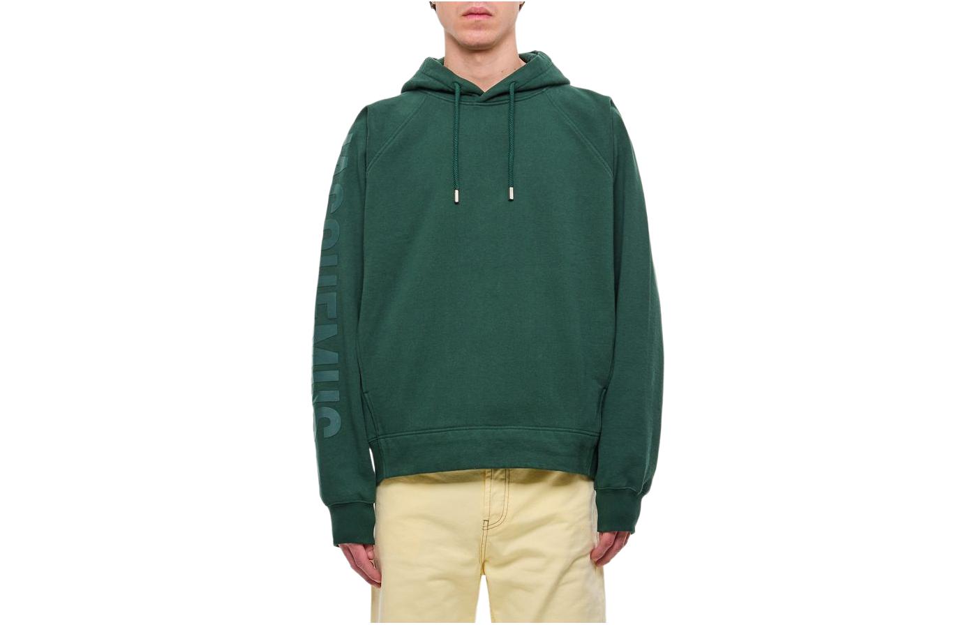 Jacquemus Green Hoodie with Letter Print Long Sleeve Pullover 245JS234-2341-590