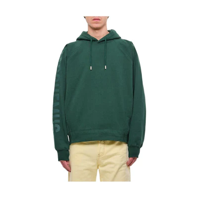 Jacquemus Green Hoodie with Letter Print Long Sleeve Pullover 245JS234-2341-590