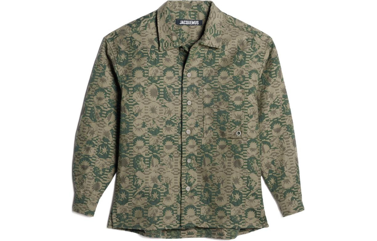 Jacquemus Green Jacquard Collared Long-Sleeve Casual Jacket 23E235SH03-1357-5EO