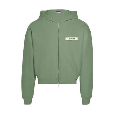 Jacquemus Green Zip-Up Hoodie Jacket with Logo Design 246JS257-2036-512