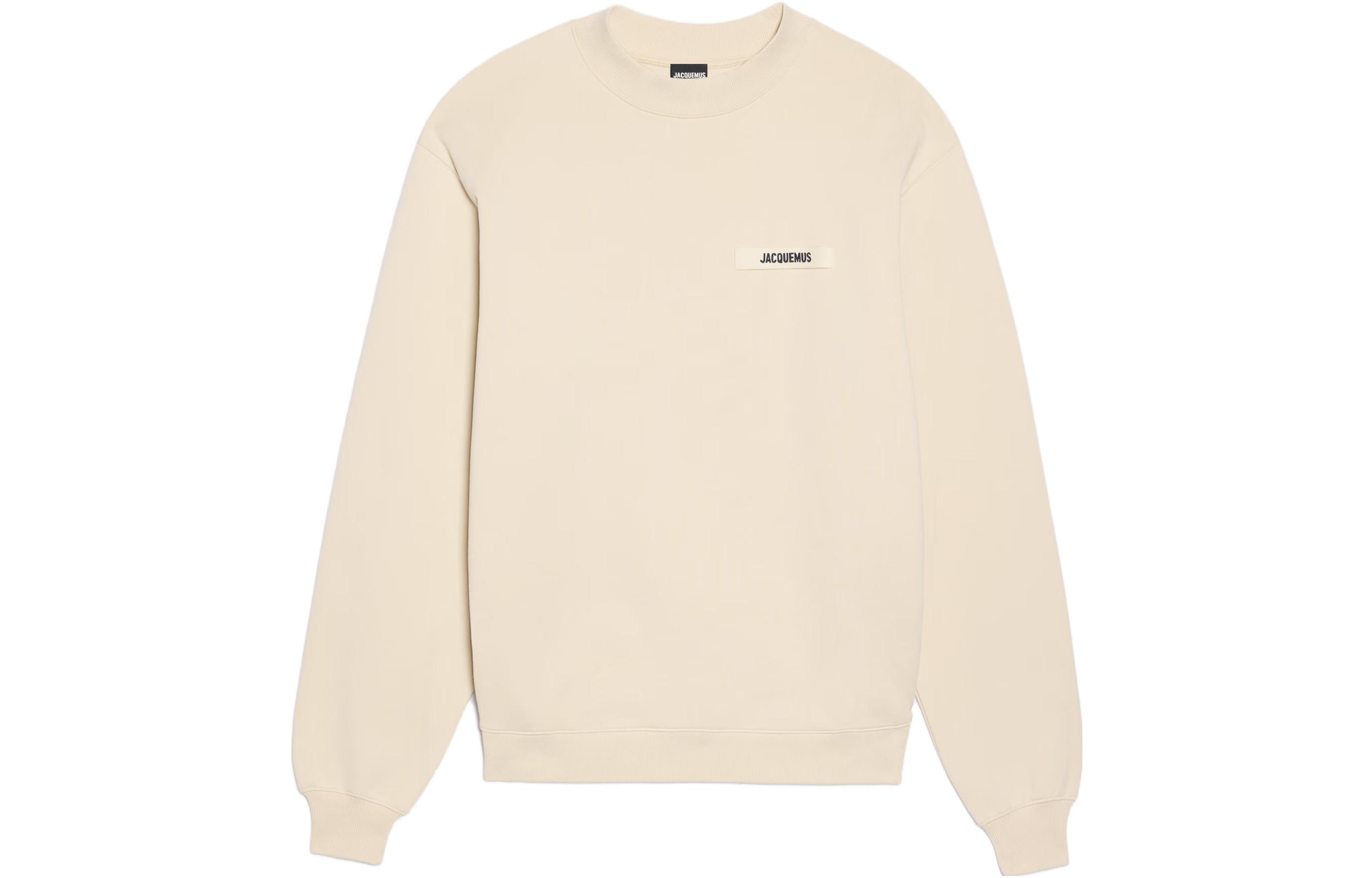 Jacquemus Grosgrain Logo Beige Crewneck Sweatshirt Casual Pullover 245JS206-2036-150