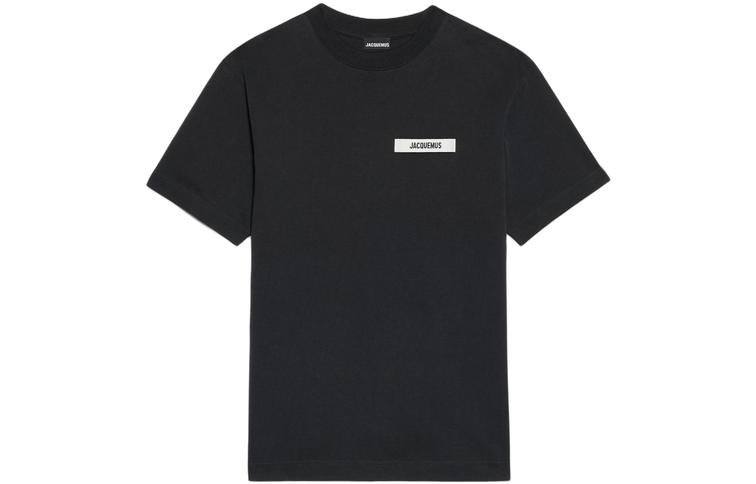 Jacquemus Grosgrain Logo Black Crewneck T-Shirt for Men 245JS208-2125-990