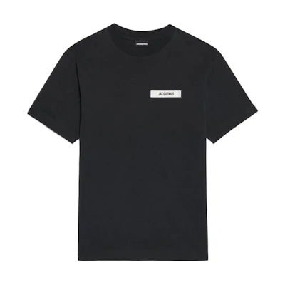Jacquemus Grosgrain Logo Black Crewneck T-Shirt for Men 245JS208-2125-990