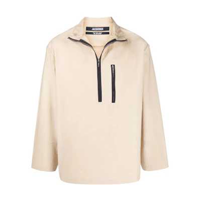Jacquemus Khaki Quarter-Zip Long Sleeve Jacket for Men 25TO0051040150